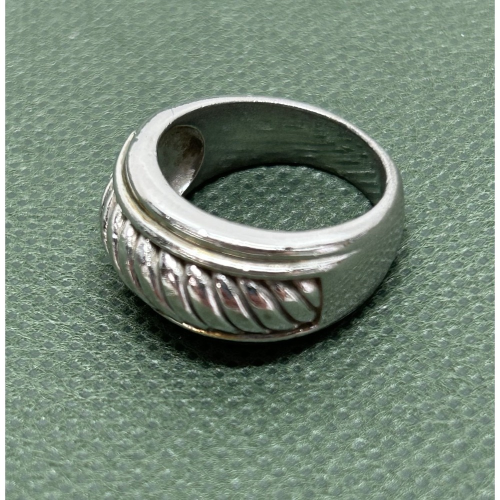 Rope Cable Striped Sterling Silver Ring Size 7.5